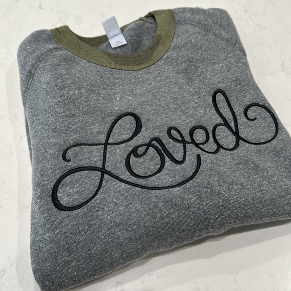 Alternative Apparel Embroidered LOVED sweatshirt. - Picture 2 of 7